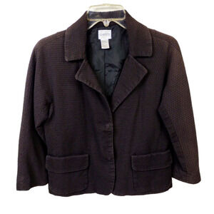 Chicos Black Career Office Blazer Textured Lined w Snap Closure Pockets Size 1 M